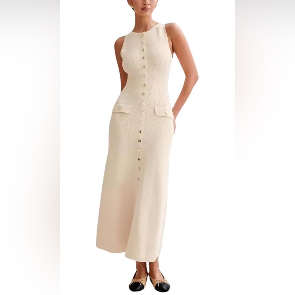 Elegant Cream Button-Down Dress